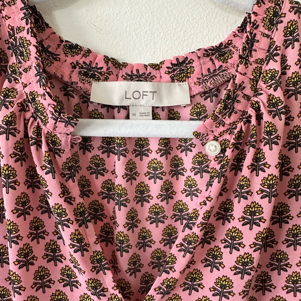 Loft Garden Ruffle Split Neck Top - Picture 5 of 6